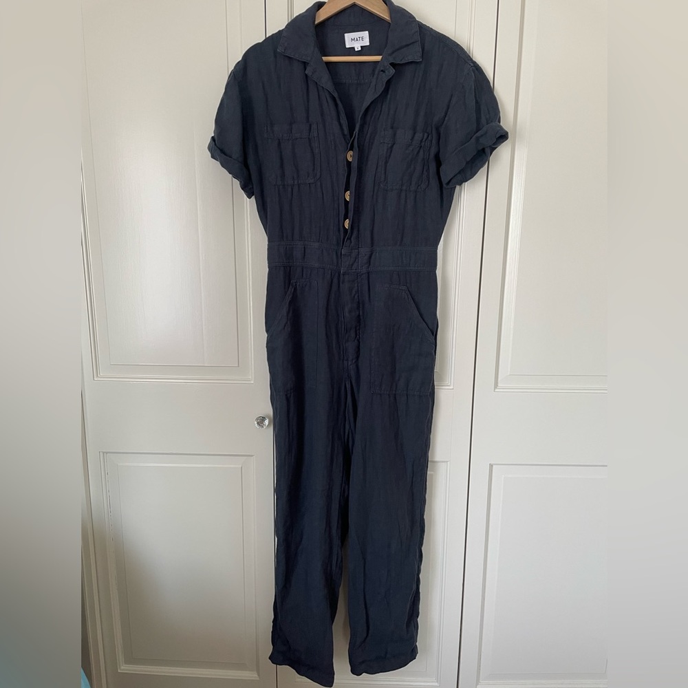 MATE the Label Midnight Blue Linen Jumpsuit